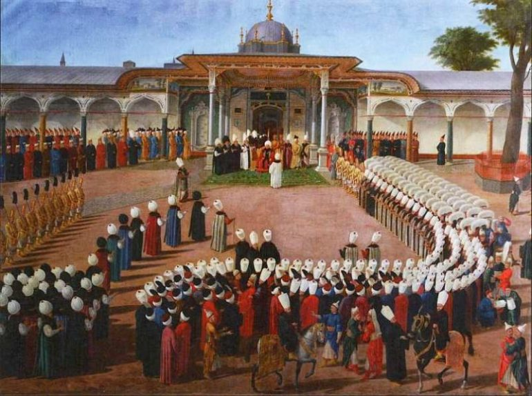 Церемония восшествия на престол султана Селима III возле Ворот Счастья