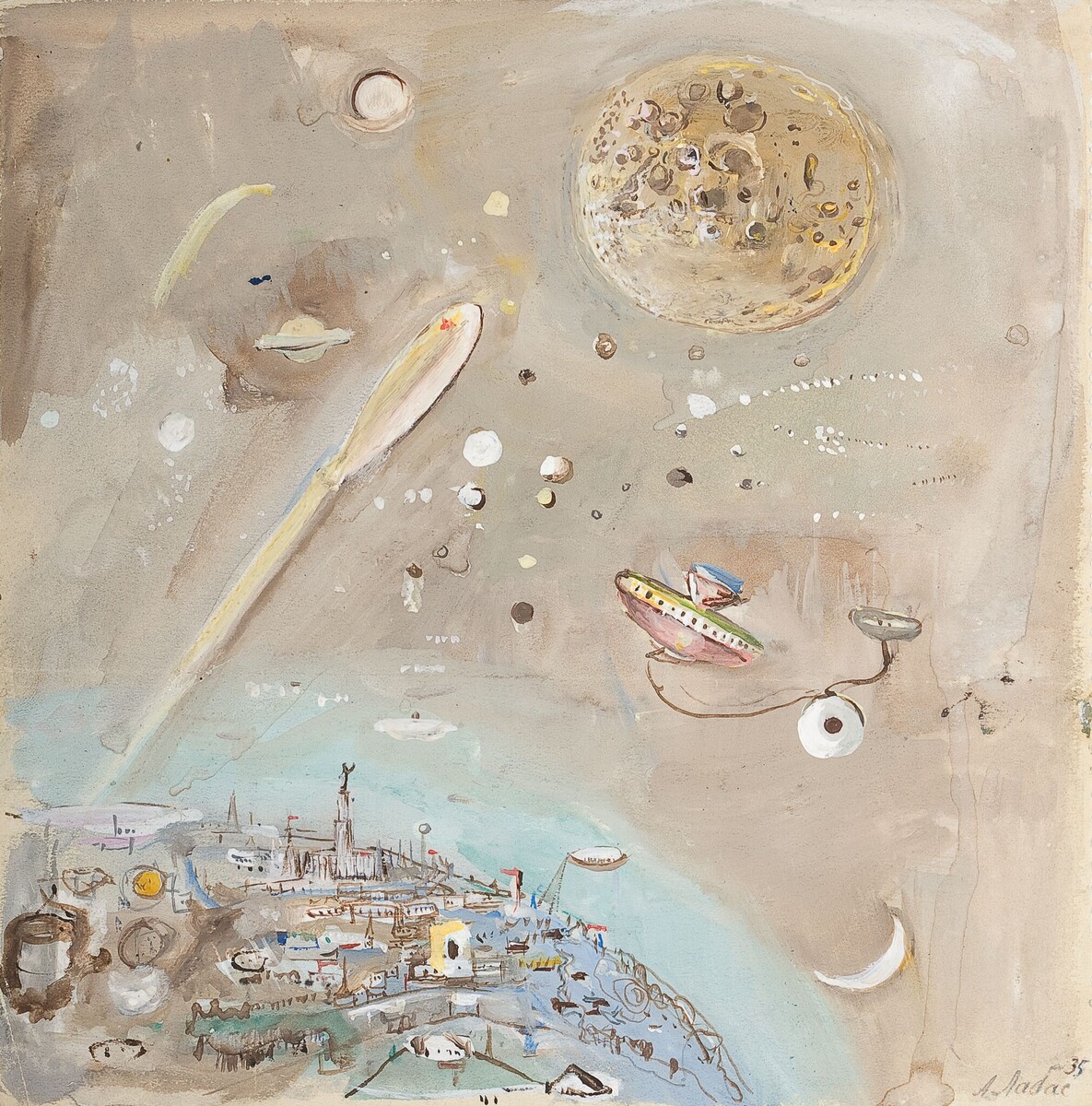 Александр Лабас Полет на Луну. 1935. Государственная Третьяковская галерея