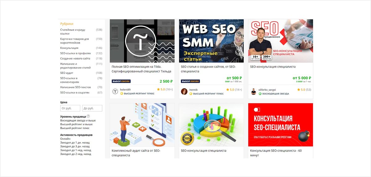 Популярная платформа для фрилансеров Kwork.