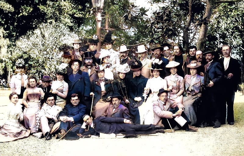 1900 г. Актеры МХТ с А. Чеховым и М. Горьким в Ялте 