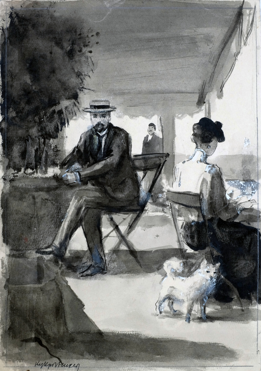Иллюстрация к рассказу «Дама с собачкой»,
Время создания - 1954 год