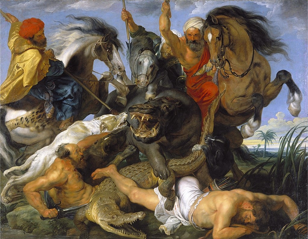 Питер Пауль Рубенс, "Охота на бегемота и крокодила", 1616.