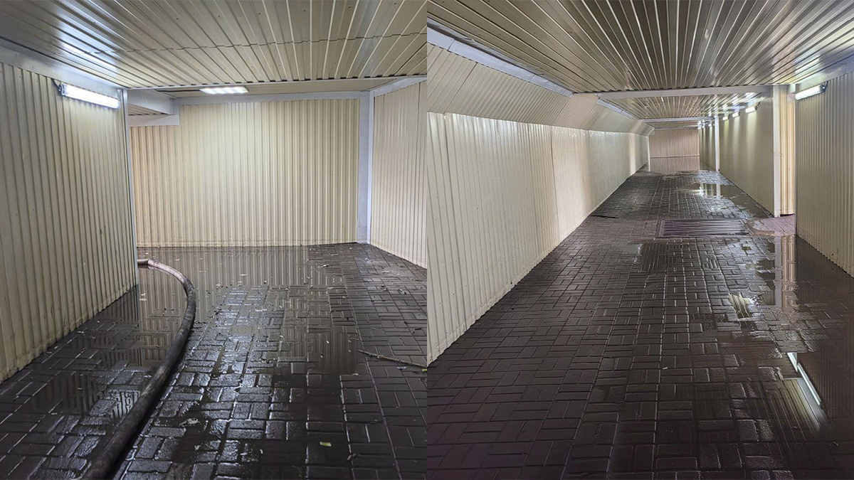    Из перехода на остановке «Ул. Народная» в Курске откачали воду