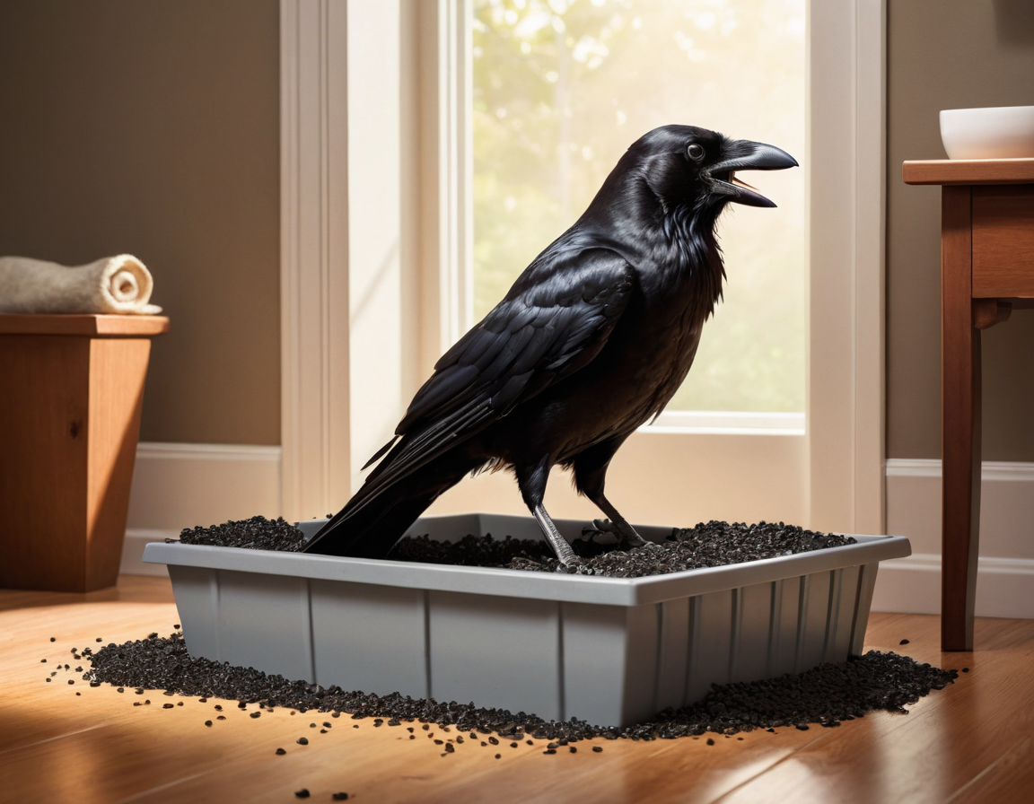 Наполнитель для кошачьих лотков может подойти и для вороны, но в зависимости от состава 