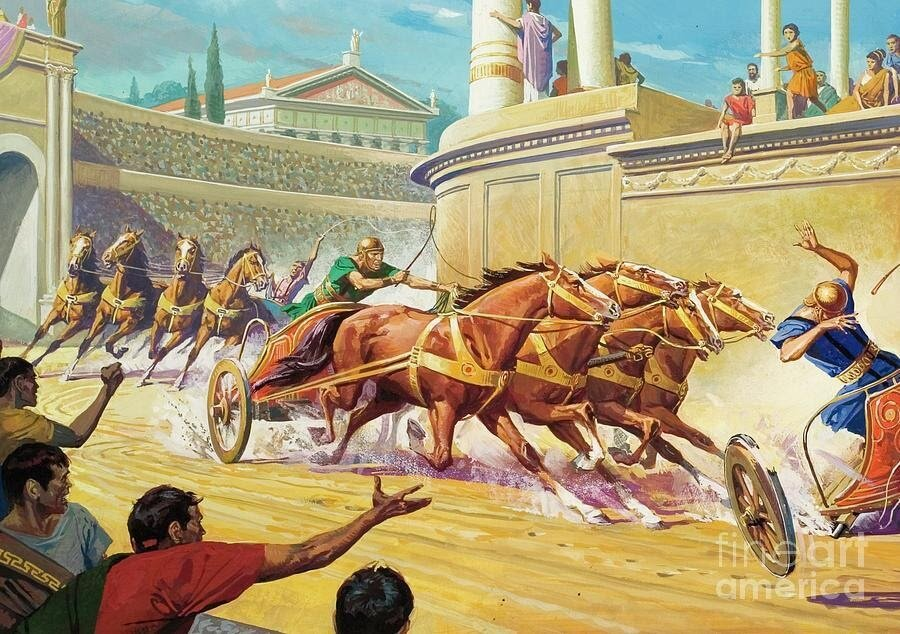 Гонки колесниц в Риме. Современная иллюстрация