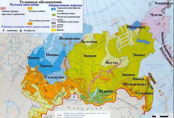 Карта расселения сибирских народов