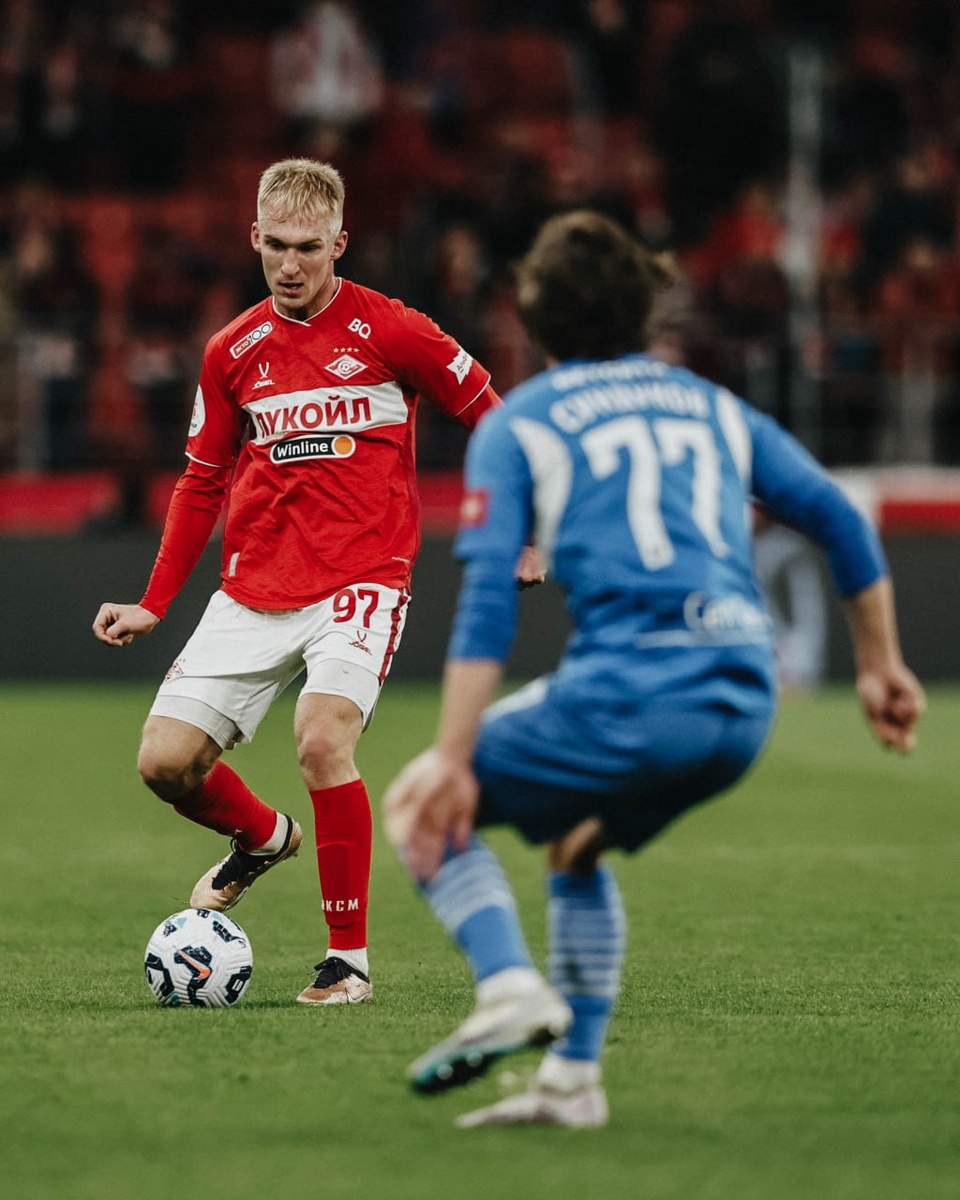 В карьере Денисова один гол в чужие и один - в свои ворота. Фото тг-канал "Спартака"