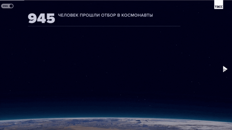 База данных «пересобирается» каждый раз по новому критерию, рассказывая историю полётов человека в космос.