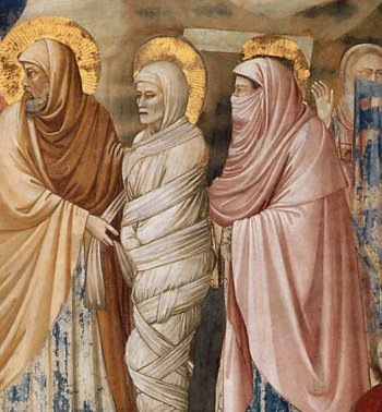    "Воскрешение Лазаря", фреска. Джотто ди Бондоне, 1304 - 1306 гг.