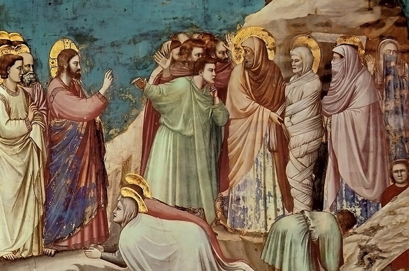    "Воскрешение Лазаря", фреска. Джотто ди Бондоне, 1304 - 1306 гг.