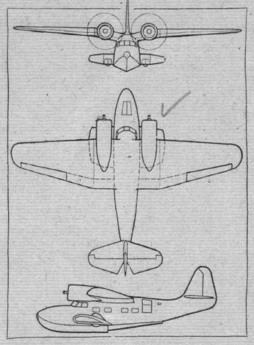 схема летающей лодки-амфибии Honningstad 5A