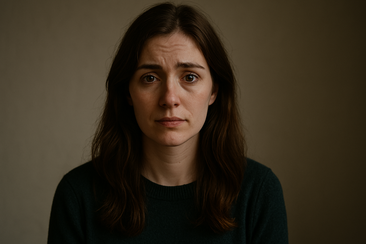 Женщина была испуганной и растерянной