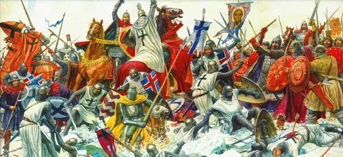 Битва крестоносцев с русскими воинами