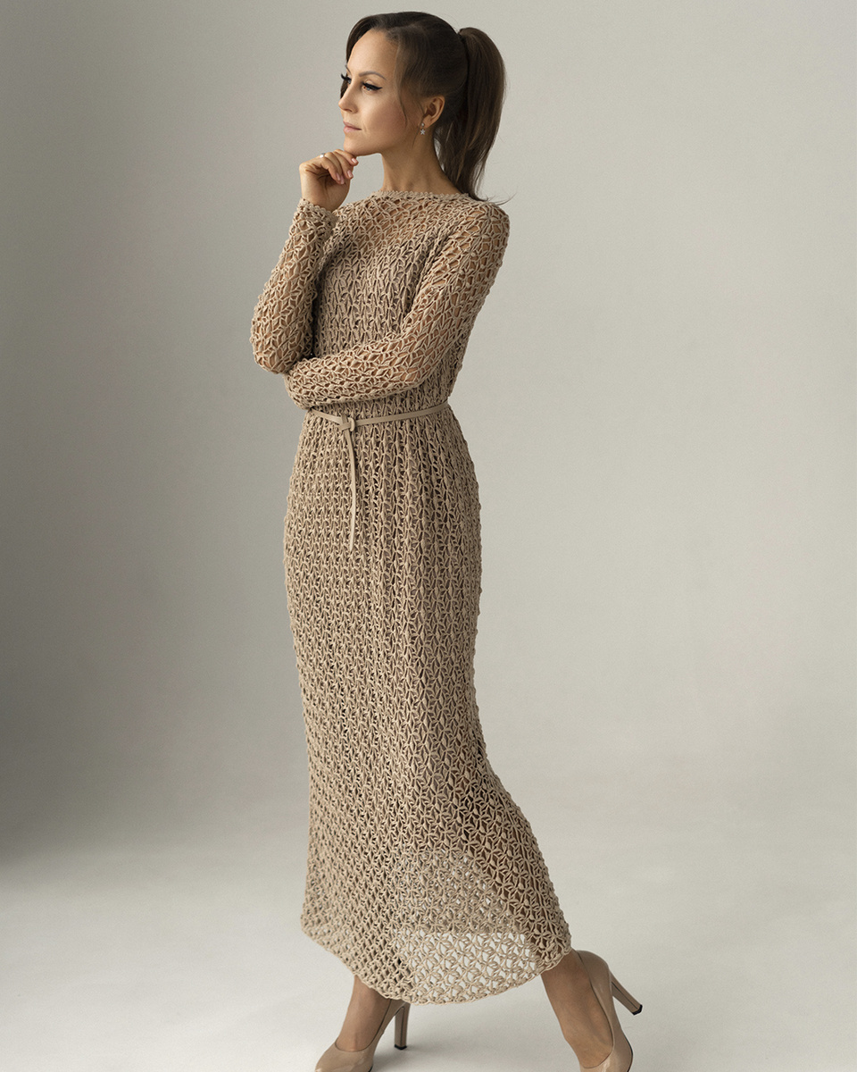 Платье из курса "Вязание по схемам крючком сложных раппортных узоров"