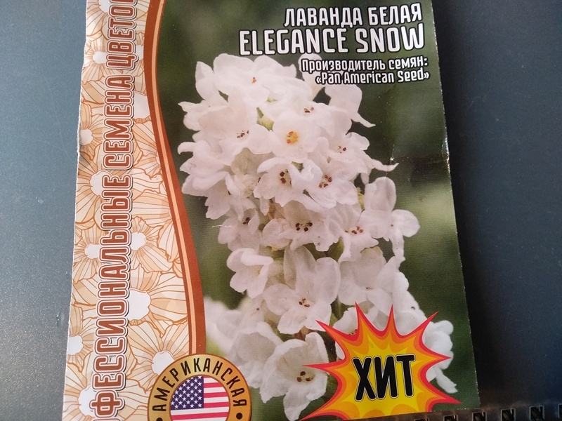 Упаковка из-под семян белой лаванды «Элеганс Сноу»