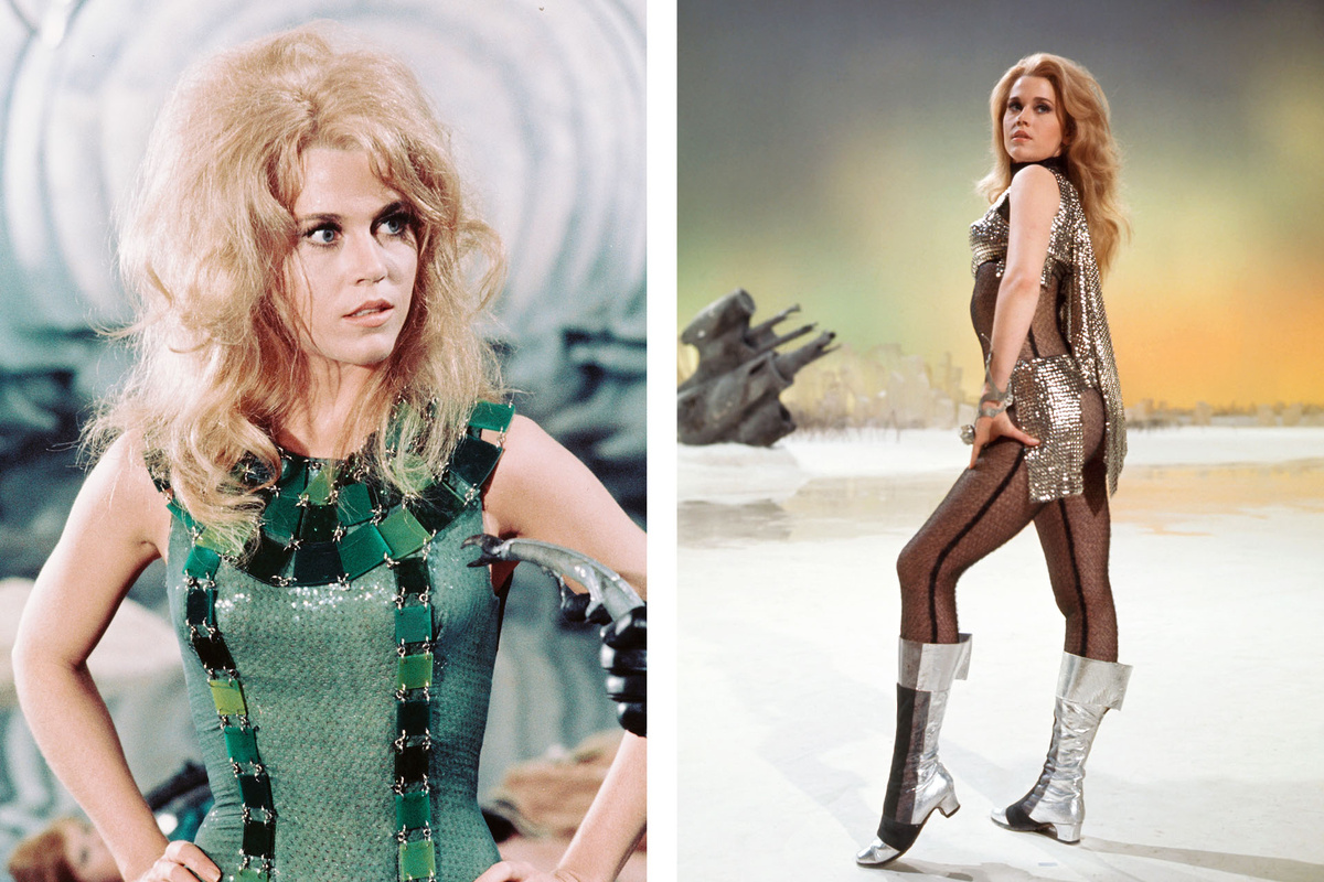    Джейн Фонда в фильме «Барбарелла», 1968 год. Костюмы главной героини были созданы художником по костюмам Жаком Фонтереем и дизайнером Пако Рабанном