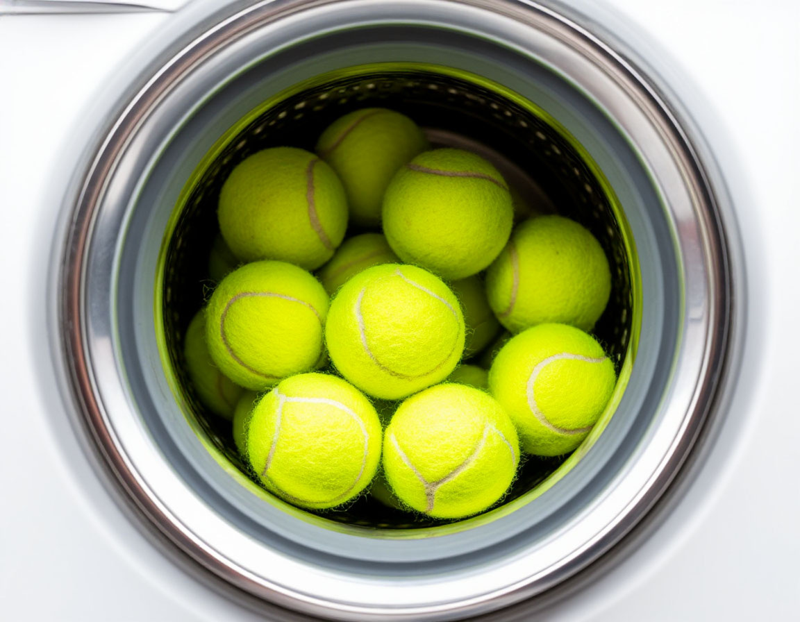 Теннисные мячики в барабане стиральной машины