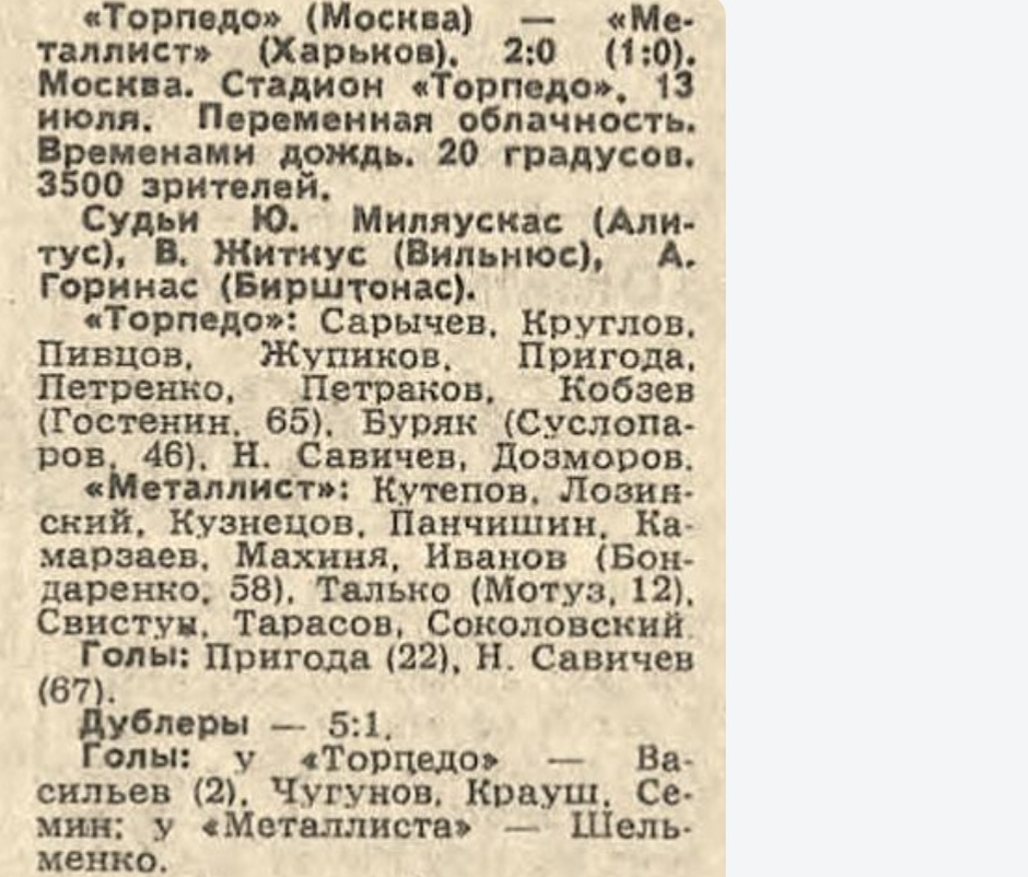 "Советский спорт", № 160 (11479), воскресенье, 14 июля 1985 г. С. 1. С некоторой корректировкой автора ИстАрх.