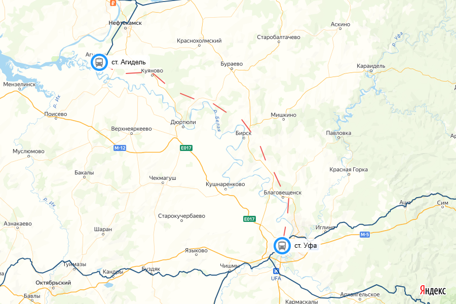© yandex.ru/map-constructor (Примечательно, что железные дороги в Поволжье и Предуралье, в границах Горьковской магистрали, не строили уже около 40 лет. Последняя крупная стройка в этом направлении была здесь в конце 1980-х — тогда ввели линию Агрыз – Алнаши 