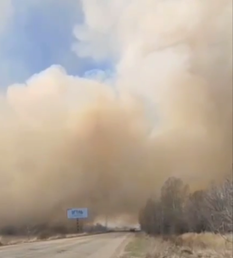    Горит трава возле Рубцовска . Источник: Инцидент Рубцовск