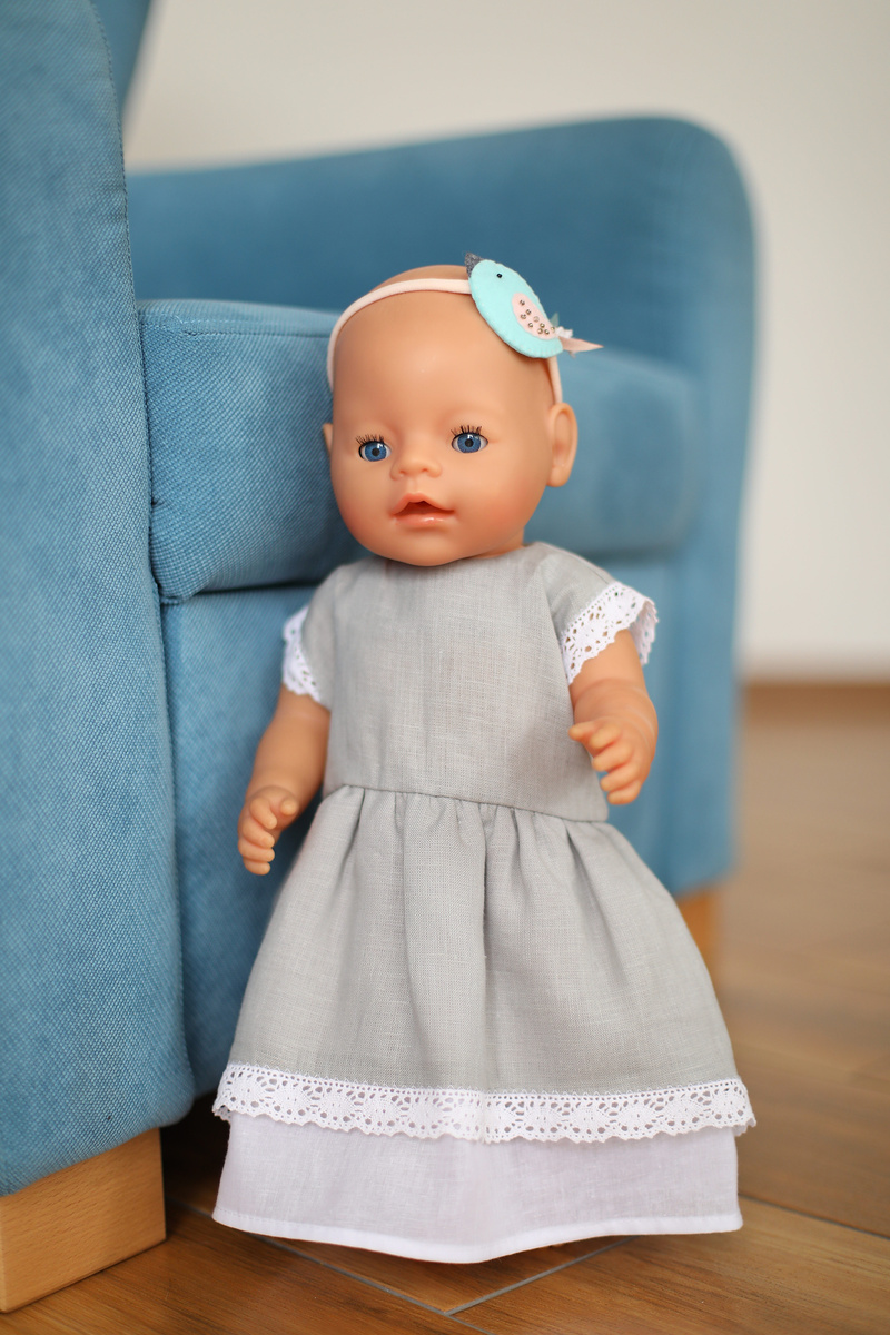 Льняное кукольное платье