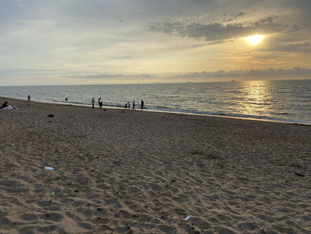 Мелкий песок вперемешку с редкими камнями и ракушками