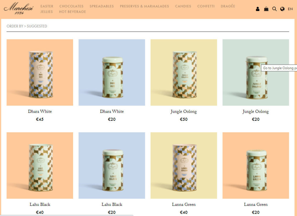 Часть чайного предложения Pasticceria Marchesi