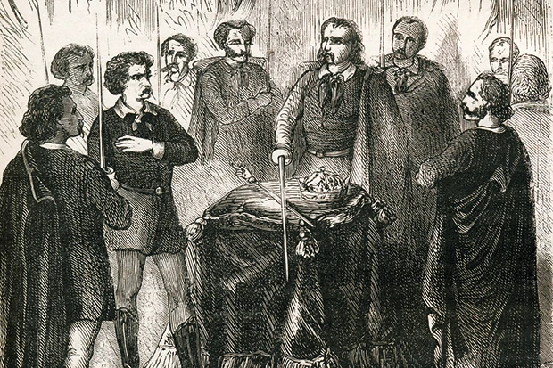 Изображение ритуала посвящения иллюминатов 19-го века. На самом деле об истинной природе церемонии сохранилось очень мало подробностей