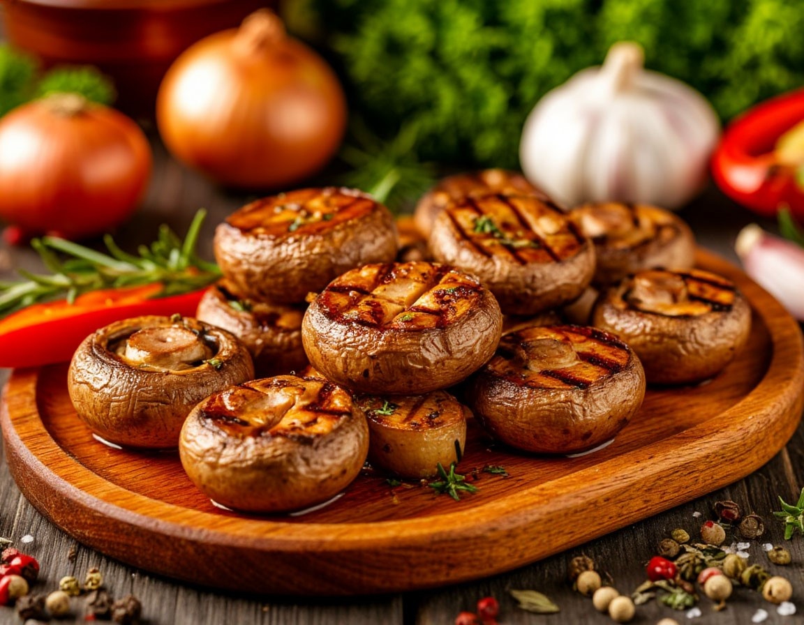 Шампиньоны на гриле на улях