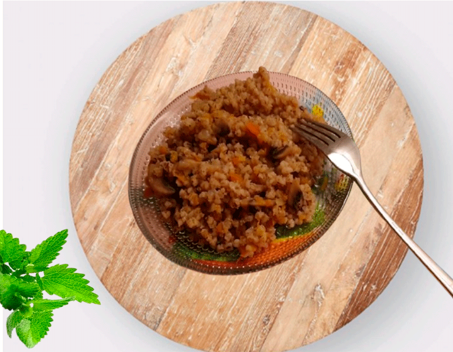 Перловая каша с грибами и луком