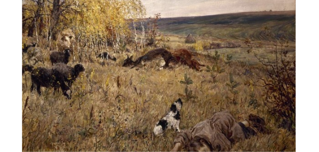 Вот таким было начало войны для Алексея. Дальше -  страшнее. Оккупация.                         
Картина "Фашист пролетел", 1944 год. Художник Аркадий Пластов.  Холст, масло.  Фото:https://rusmuseumvrm.ru/data/collections/painting/19_20/zh-5576/index.php