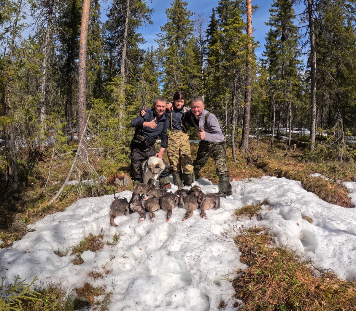 Наша дружная команда. Иваныч с сыном и я. 