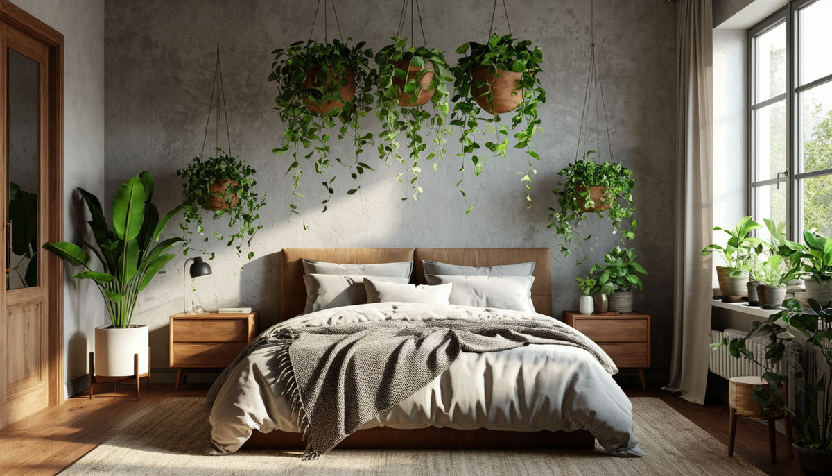 Зелень в интерьере оживит даже бетонные стены