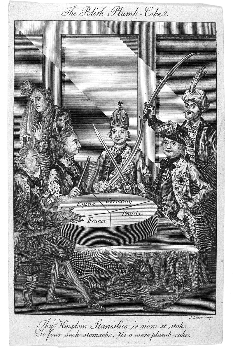 Раздел польского пирога, аллегория на разделы Польши, рисунок 1774 года