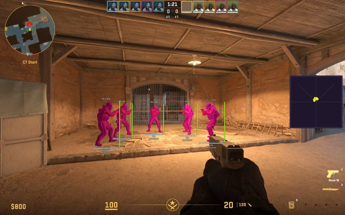 Работа Wallhack вместе с Aim в игре Counter-Strike