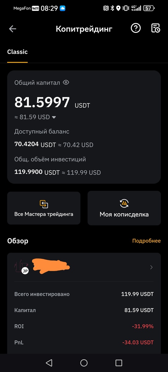 Убыток от копитрейдинга