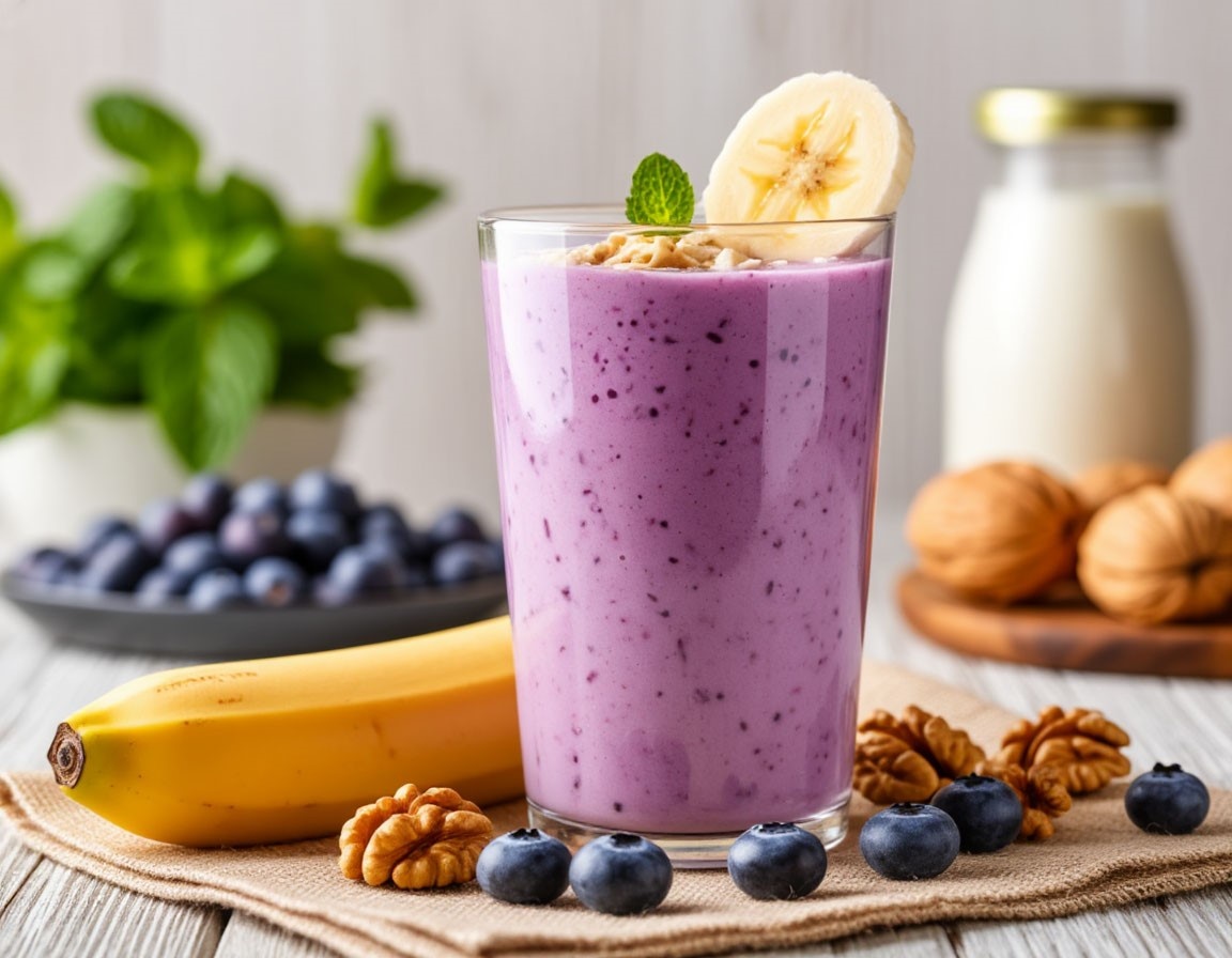 Черничный смузи с бананом и йогуртом для похудения
