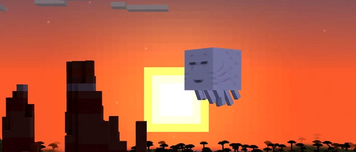 Счастливый гаст — это новый моб-питомец, который появится в Minecraft 1.21.6. На нём можно будет летать как на дирижабле)