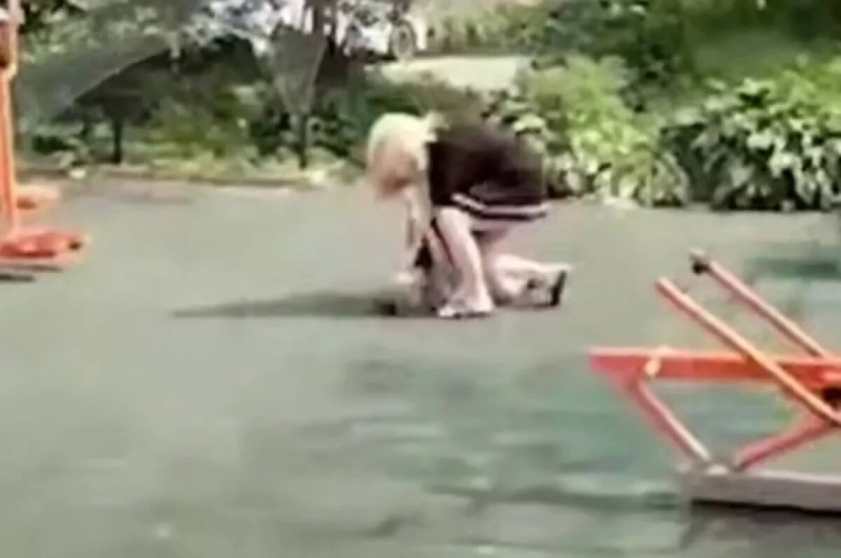    На детской площадке девушка сделала замечание ребенку и после того, как он её укусил она нанесла ему удары