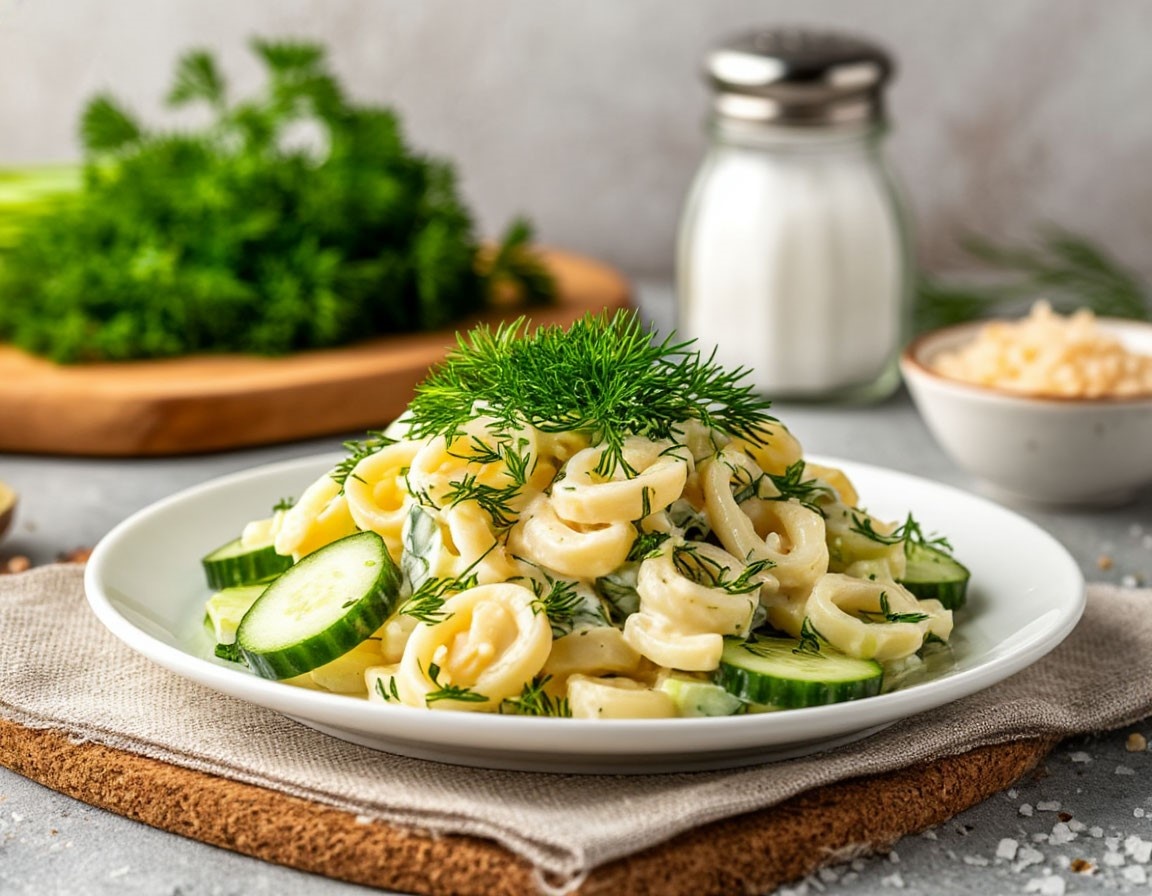 Салат с кальмарами и огурцом