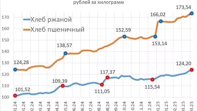 Цены на хлеб в СЗФО стали доходить до 170 рублей за килограмм, а на Чукотке вообще доходят до 250. Фото: 1MI