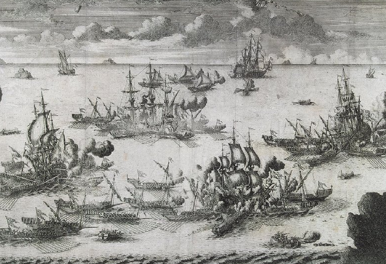 Сражение при Гренгаме 27 июля 1720 г. Худ. Ф. Перро, 1841. Худ. А Зубов, 1721 г.