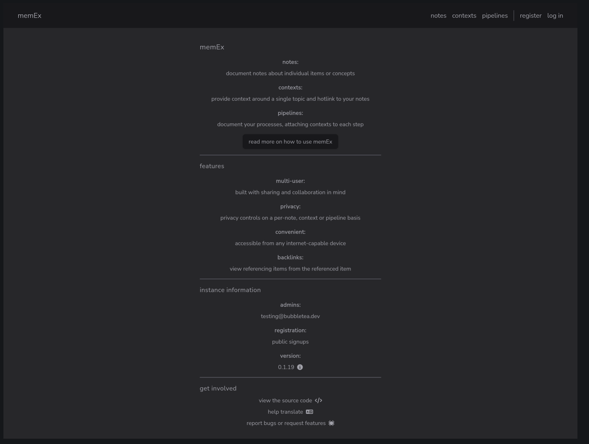 memEx. Источник: https://gitea.bubbletea.dev/shibao/memex