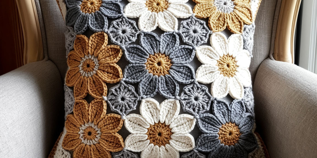 Подушки крючком в нейтральных оттенках - подборка без схем