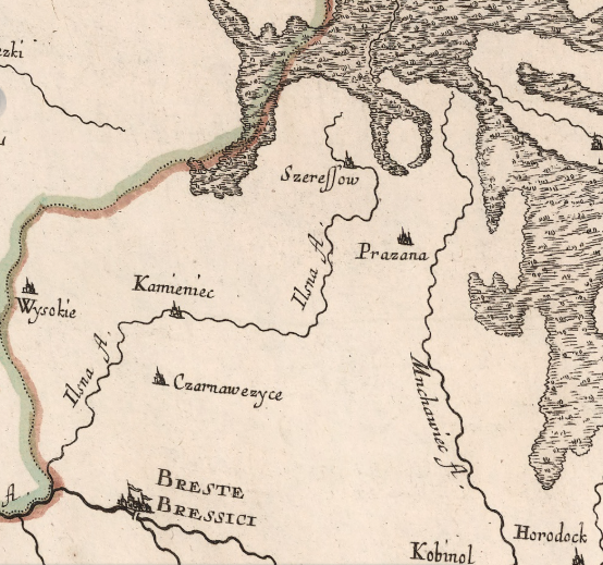 Каменец на карте 17 века