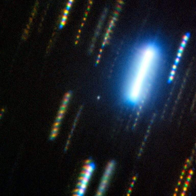 Астероид 2024 YR4 (точка в центре кадра) на снимке телескопа Gemini South. Источник: International Gemini Observatory/NOIRLab/NSF/AURA/M. Zamani