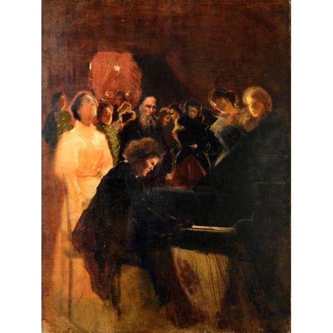 Леонид Пастернак. Л. Н. Толстой на концерте Рубинштейна. 1895 Холст, масло. 64 х 50. Государственный музей Л. Н. Толстого