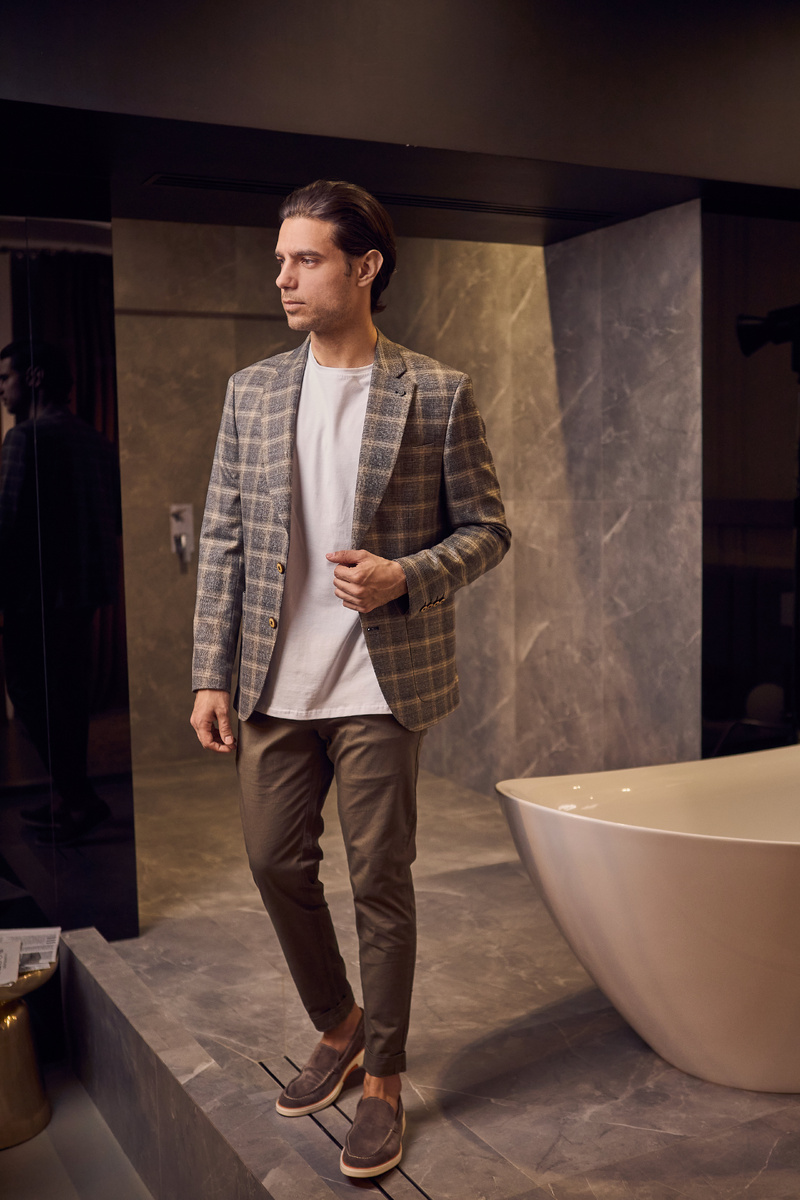 Мужские брюки с отворотами в цвете хаки Mazaltovman