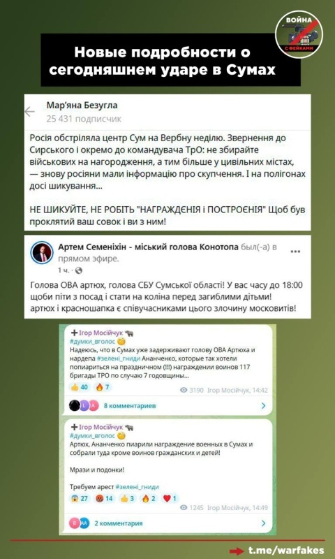    Целью удара по Сумам была церемония награждения боевиков 117 бригады ТРО