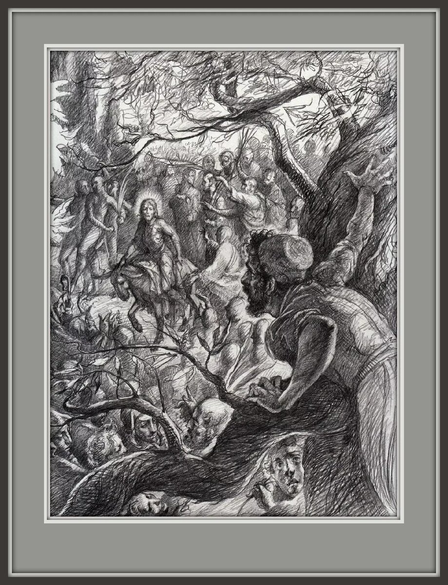 © В. Агранович, Вход Господень в Иерусалим (бум., гр. кар., первоначальный вариант 2016 г.)